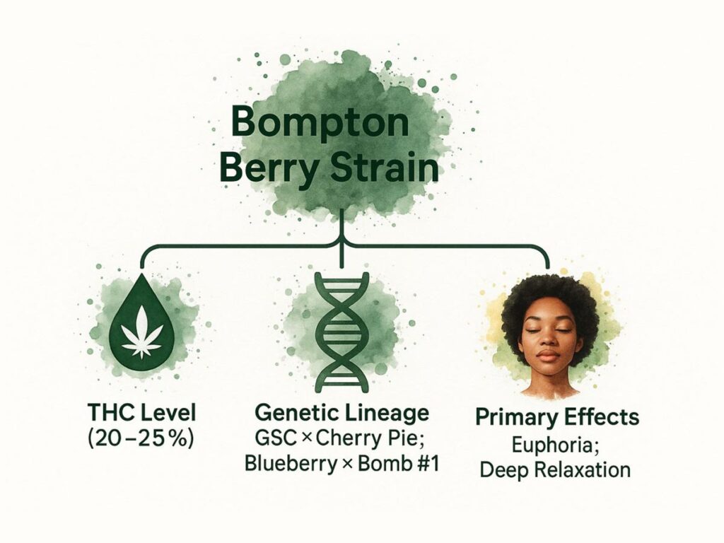 Infographic about bompton berry strain