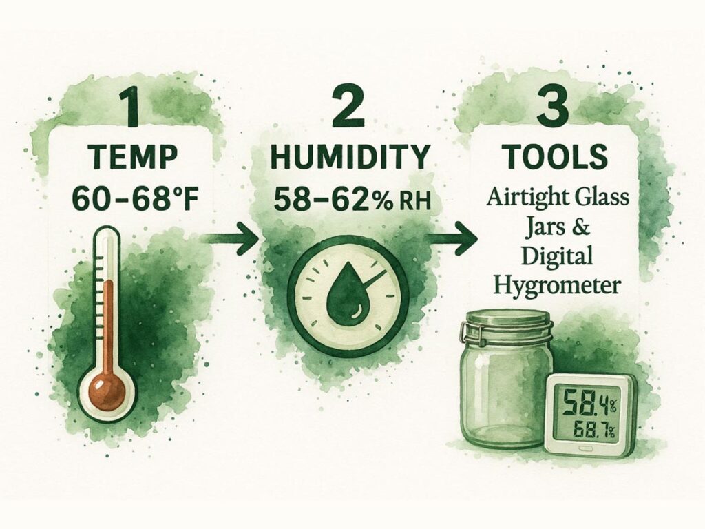 Infographic about how to properly cure cannabis