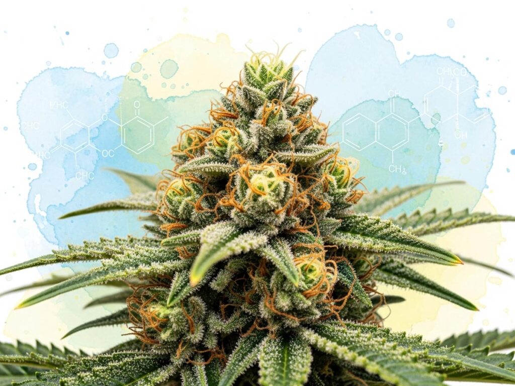 A close-up of cannabis buds being cured in a glass jar, showing the rich texture and color.